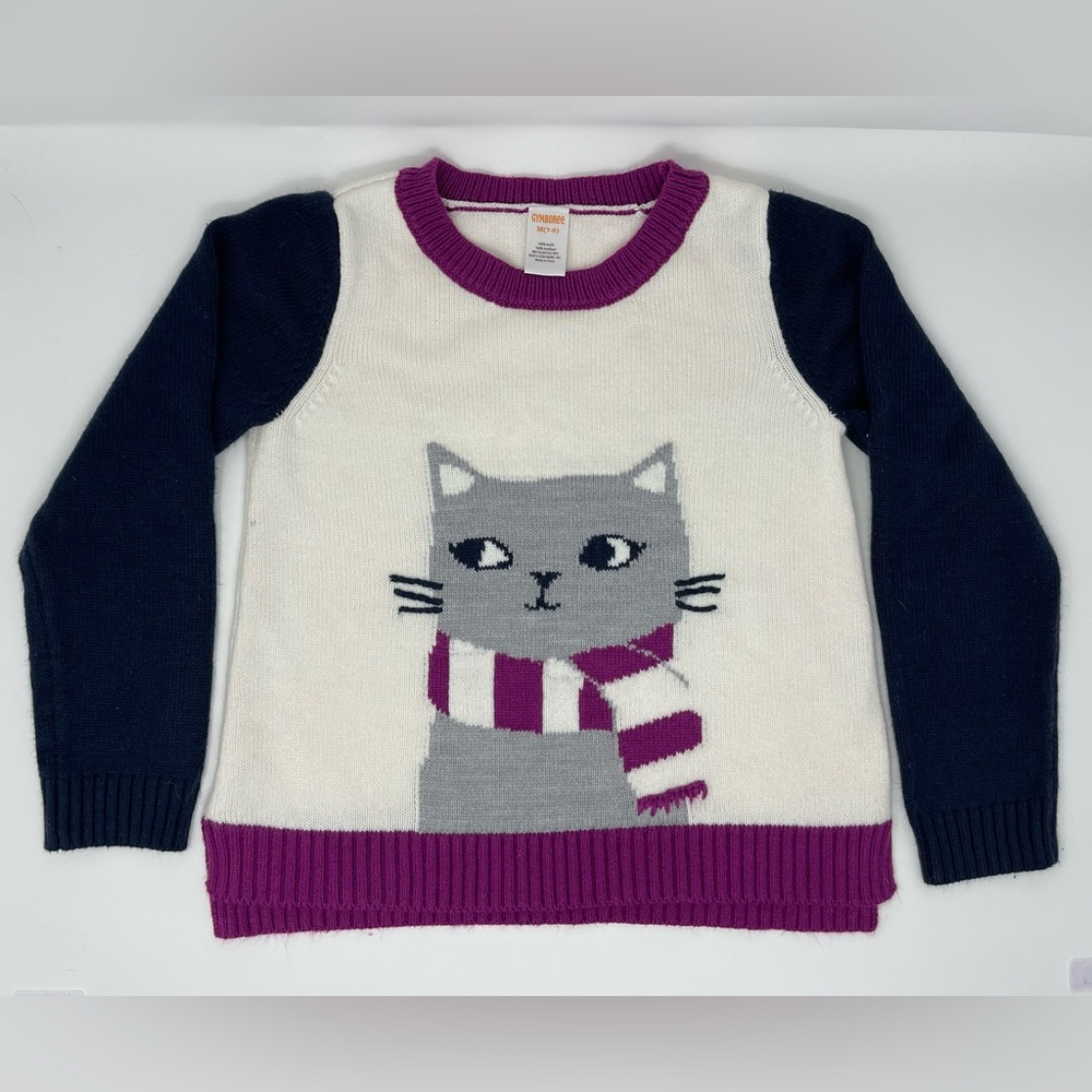 GYMBOREE: Kitty Cat in a Scarf Sweater, Size Medium (7-8)